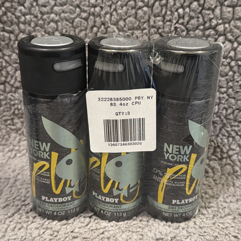 Playboy New York 24H Deodorant All Over Body Spray, 4 oz LOTE OF 3 No Aluminum